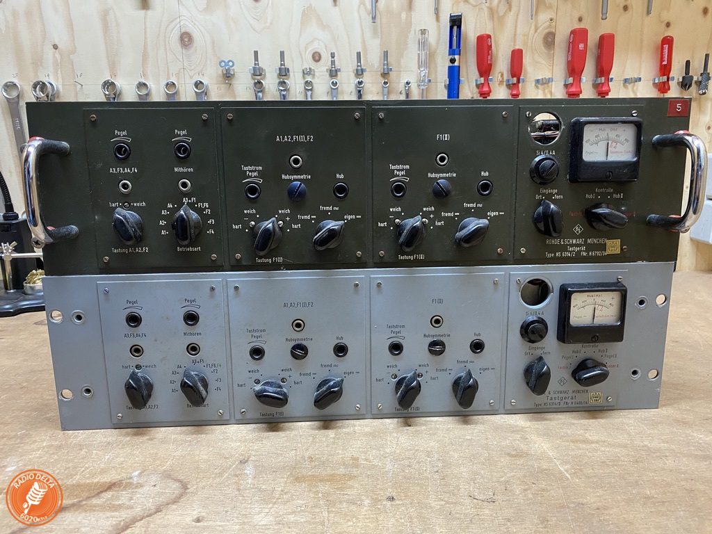 Open cabinet of the Rohde and Schwarz SK080 broadcast transmitter